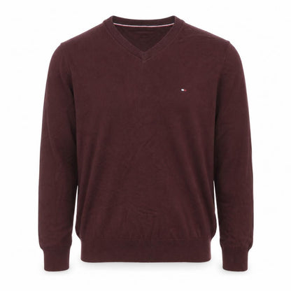 Tommy Hilfiger Men’s Brown Cotton V-Neck Jumper Size S