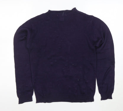 Cacharel Women Purple High Neck Wool Blend Pullover Jumper S