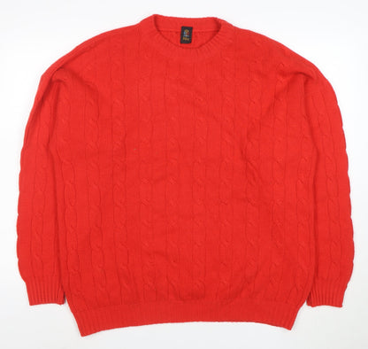 Ritz Men's Red Wool Cashmere Cable Knit Jumper XL