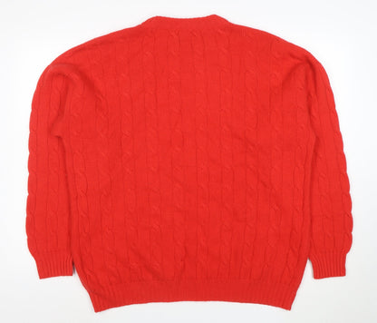 Ritz Men's Red Wool Cashmere Cable Knit Jumper XL