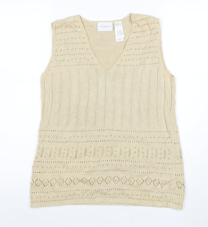 Liz Claiborne Women’s Beige Cotton Linen V-Neck Knit Vest S