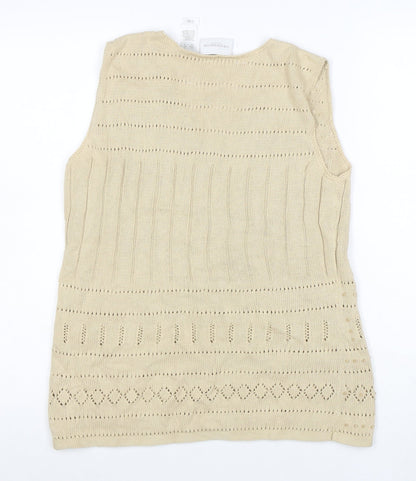 Liz Claiborne Women’s Beige Cotton Linen V-Neck Knit Vest S