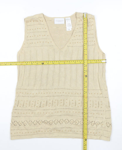 Liz Claiborne Women’s Beige Cotton Linen V-Neck Knit Vest S