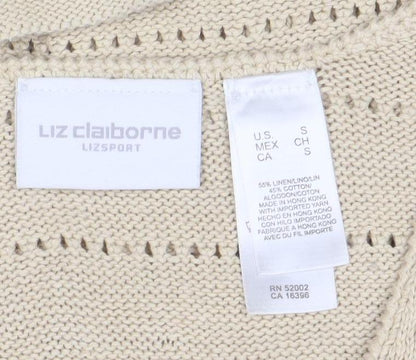 Liz Claiborne Women’s Beige Cotton Linen V-Neck Knit Vest S