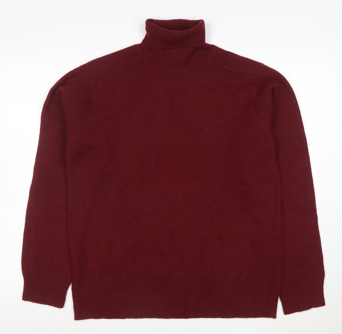 DKNY Men’s Red Wool Roll Neck Jumper Size L Classic Knitwear