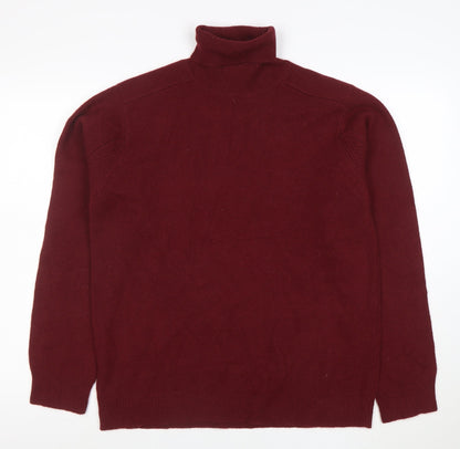 DKNY Men’s Red Wool Roll Neck Jumper Size L Classic Knitwear