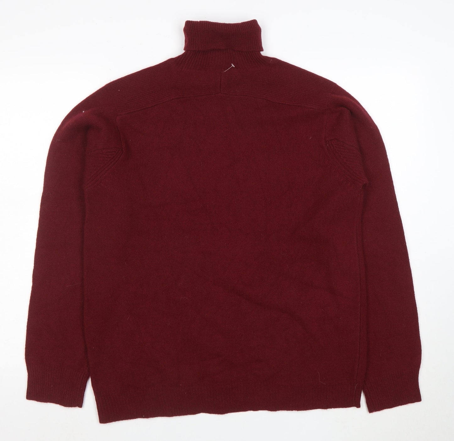DKNY Men’s Red Wool Roll Neck Jumper Size L Classic Knitwear