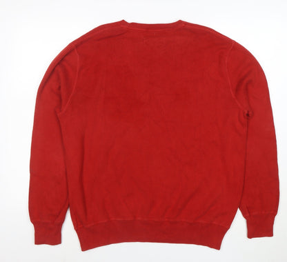 Polo Ralph Lauren Men's Red Cotton Crew Neck Jumper Size L
