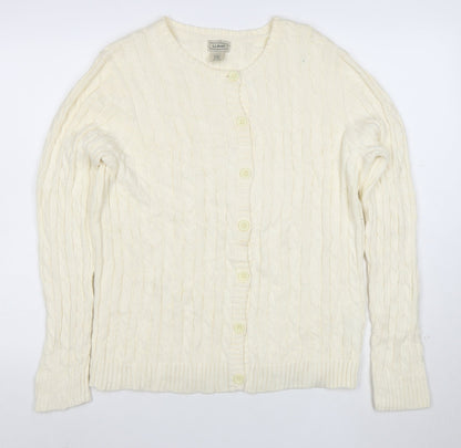 L.L. Bean Men's Ivory Cotton Cable Knit Cardigan M