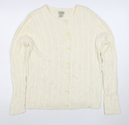 L.L. Bean Men's Ivory Cotton Cable Knit Cardigan M