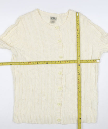 L.L. Bean Men's Ivory Cotton Cable Knit Cardigan M