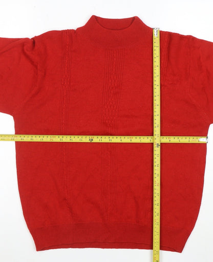Alfred Dunner Women's Red Mock Neck Wool Blend Cable Knit Jumper Size L