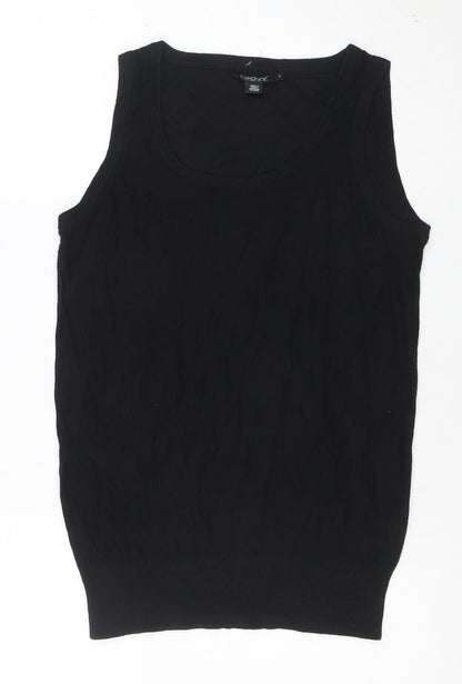 DKNY Womens Black Silk Cotton Cashmere Knit Sleeveless Tank Top S