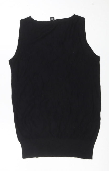 DKNY Womens Black Silk Cotton Cashmere Knit Sleeveless Tank Top S
