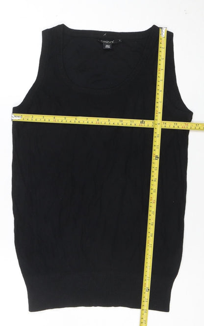 DKNY Womens Black Silk Cotton Cashmere Knit Sleeveless Tank Top S