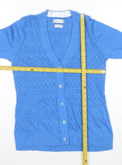 Van Heusen Women's Blue Knit V-Neck Button Cardigan Size M