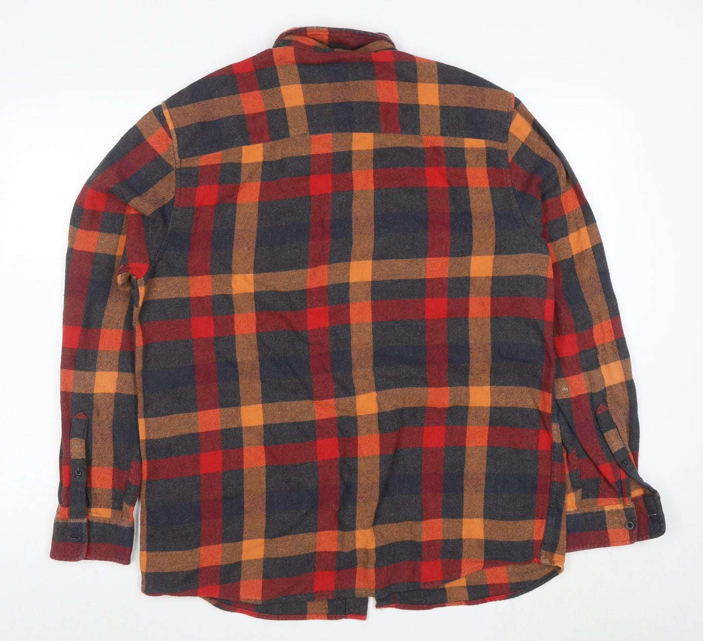 Topman Men's Multicoloured Check Flannel Button-Up Shirt XL