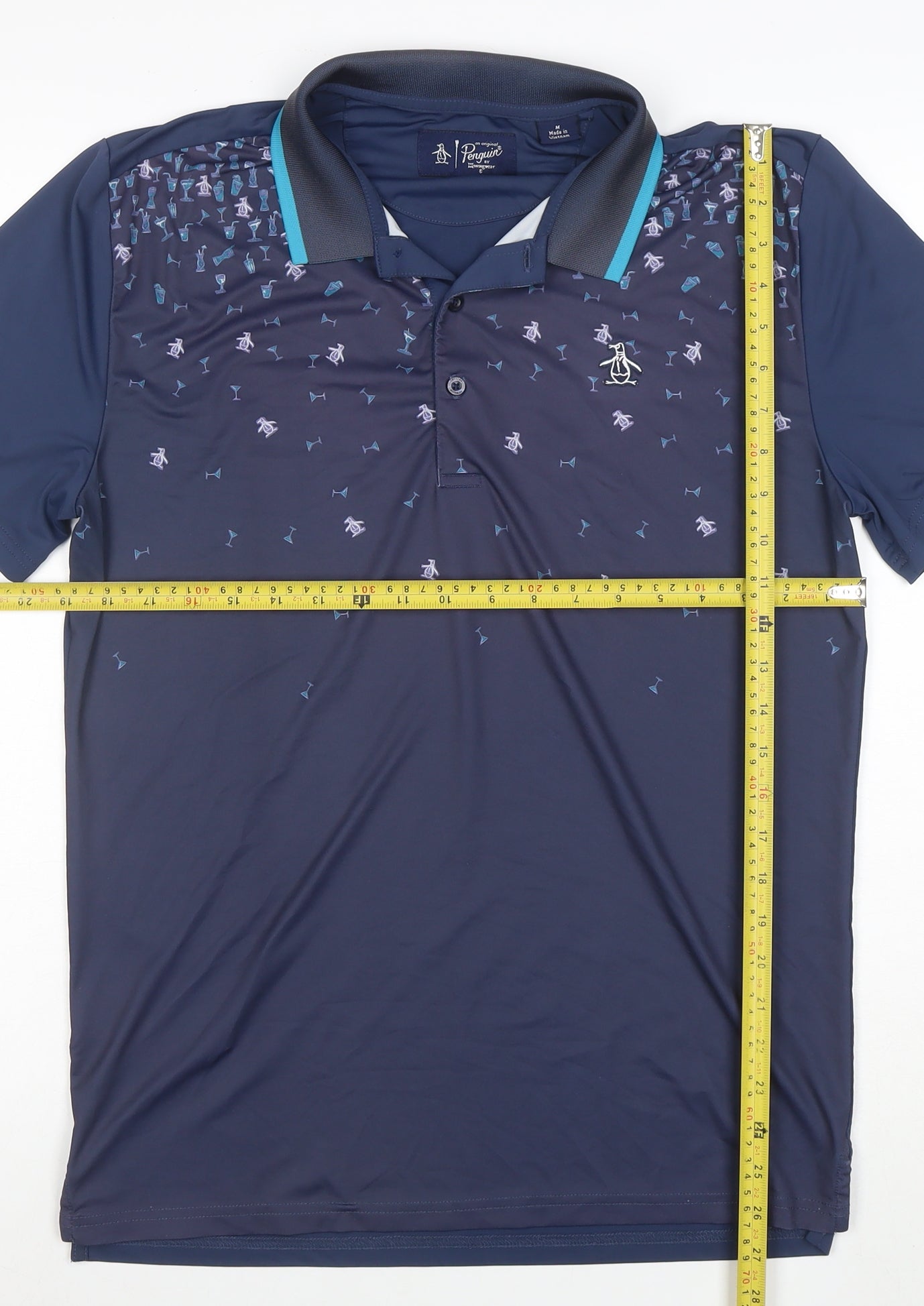 Original Penguin Men's Blue Polo Shirt M Moisture Wicking Stretch