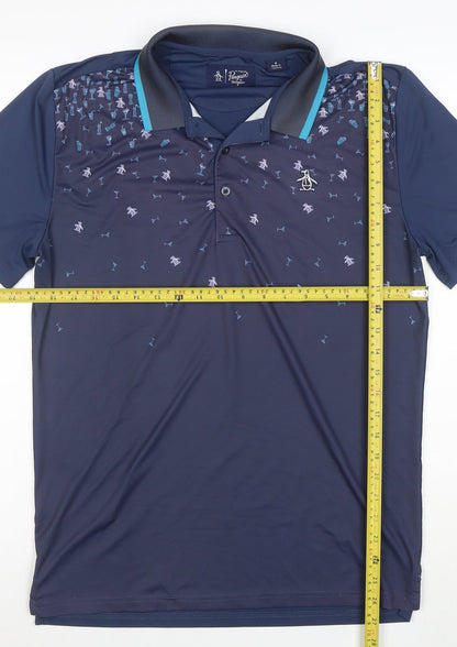 Original Penguin Men's Blue Polo Shirt M Moisture Wicking Stretch