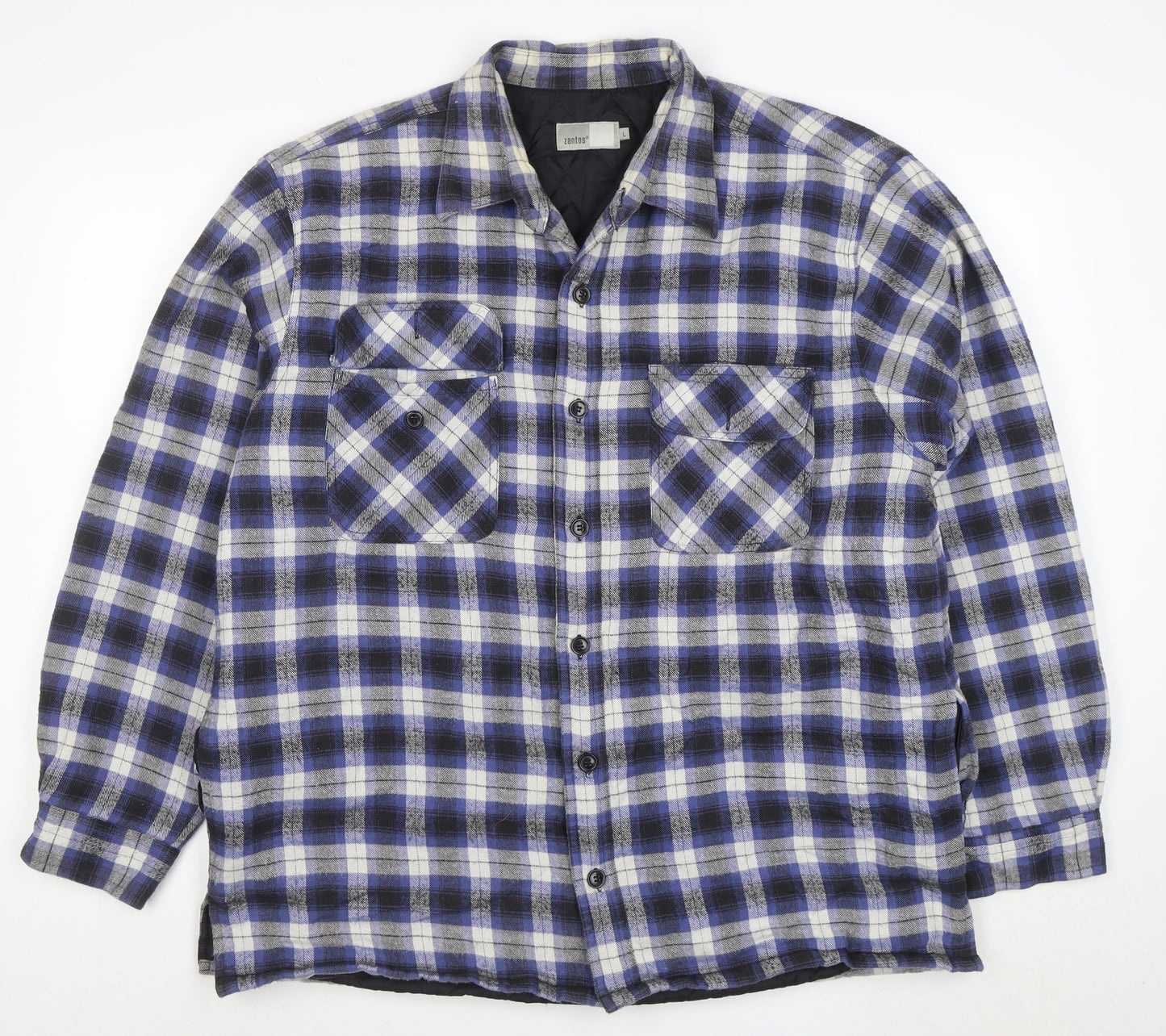 Zantos Men's Blue Check Lined Flannel Puffer Jacket Size L