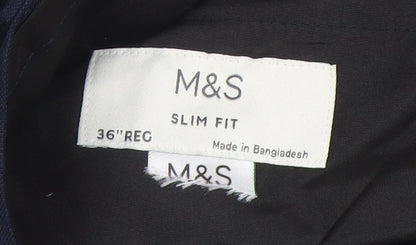 Marks and Spencer Men's Blue Slim Fit Dress Trousers 36 Regular