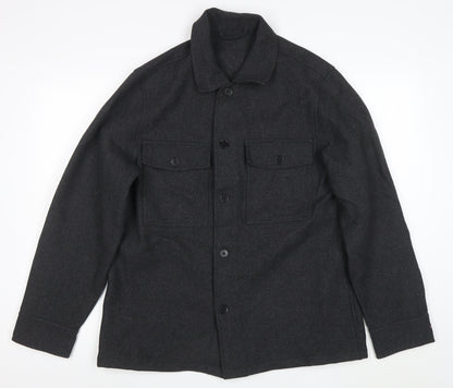 H&M Men Grey Wool Blend Button Shirt Jacket Size M