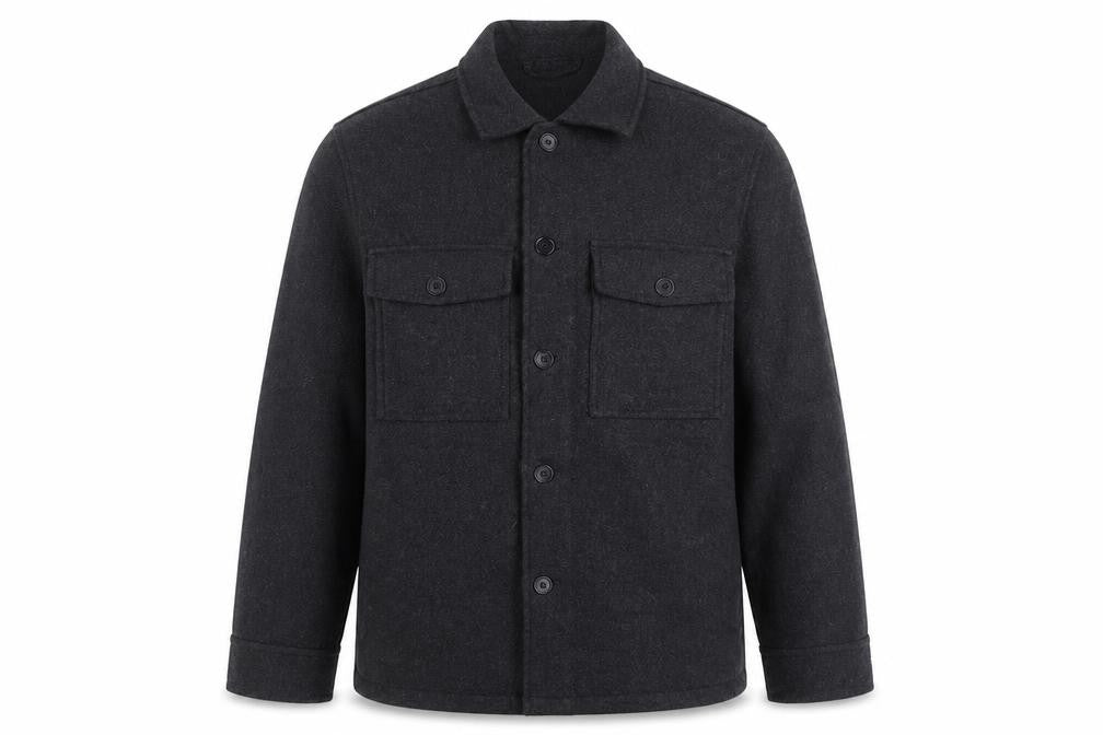 H&M Men Grey Wool Blend Button Shirt Jacket Size M