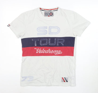 Superdry Men's White Colourblock Velodrome T-Shirt Size S
