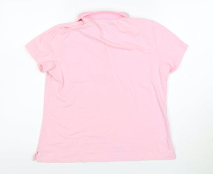 Viyella Women’s Pink Cotton Polo Shirt M Short Sleeve Classic Fit