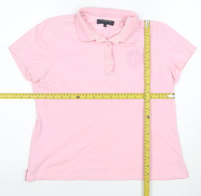 Viyella Women’s Pink Cotton Polo Shirt M Short Sleeve Classic Fit