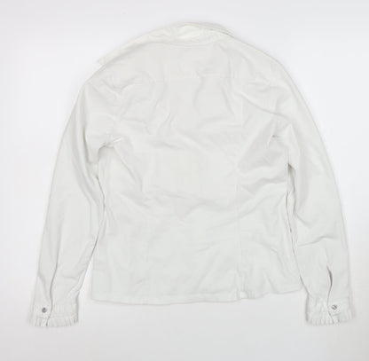Bariloche Women's White Ruffle Button-Up Shirt Size 14