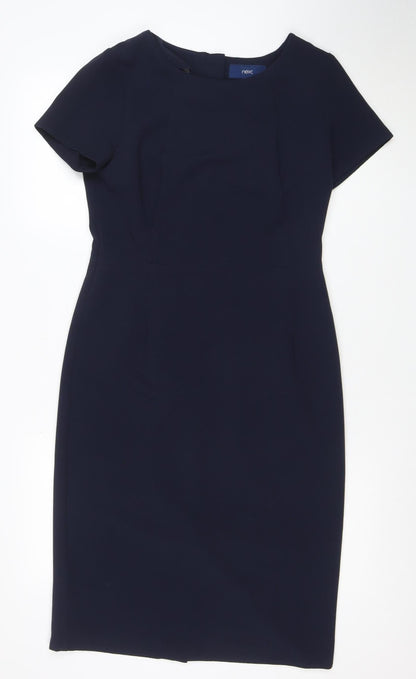 Next Women Blue Size 12 Sheath Knee Length Work Dress