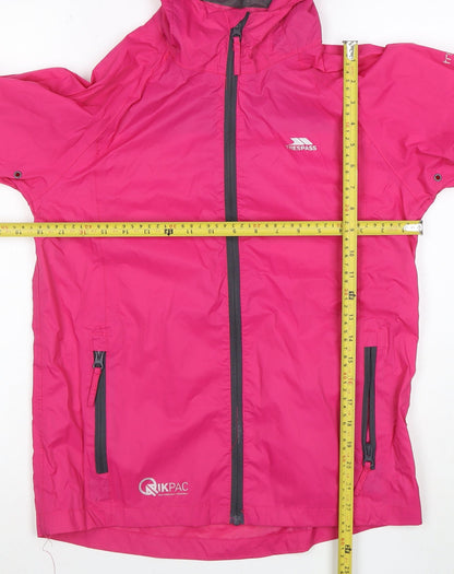 Trespass Girls Pink Waterproof Hooded Rain Coat Jacket 11-12 Years