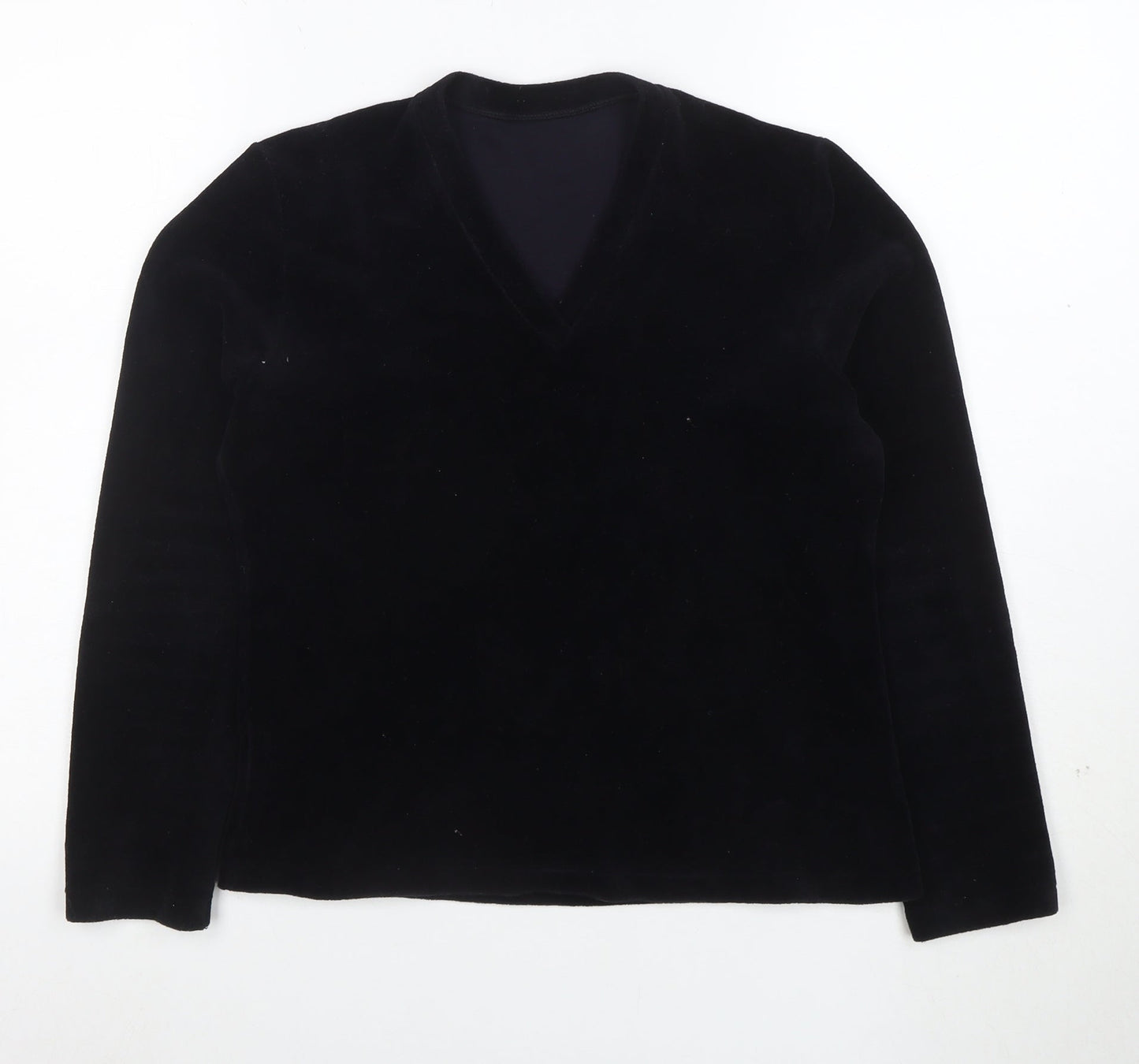 Marks and Spencer Women’s Black Velvet V-Neck Long Sleeve Blouse Size 16