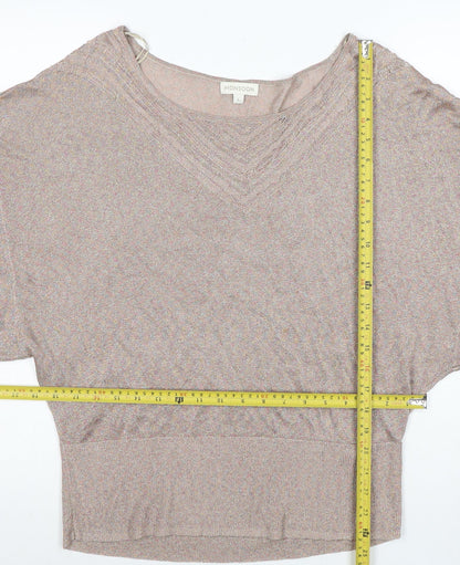 Monsoon Women’s Beige Knit Dolman Blouse L V-Neck Lightweight Top