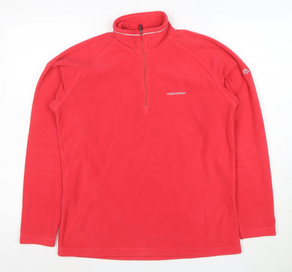 Craghoppers Women Red Fleece 1/4 Zip Pullover Sweatshirt UK 12