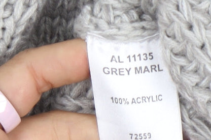 Cotton Traders Women’s Grey Marl Cable-Knit Longline Cardigan Size 16