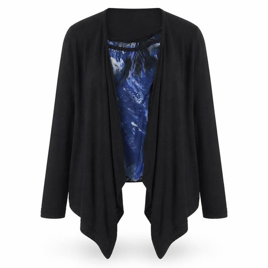 Per Una Women Black Size 12 Long Sleeve Wrap Tunic Top