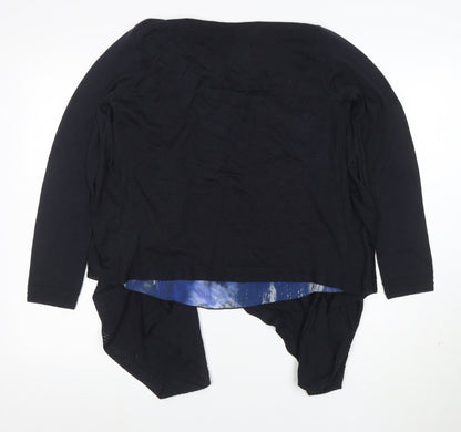 Per Una Women Black Size 12 Long Sleeve Wrap Tunic Top