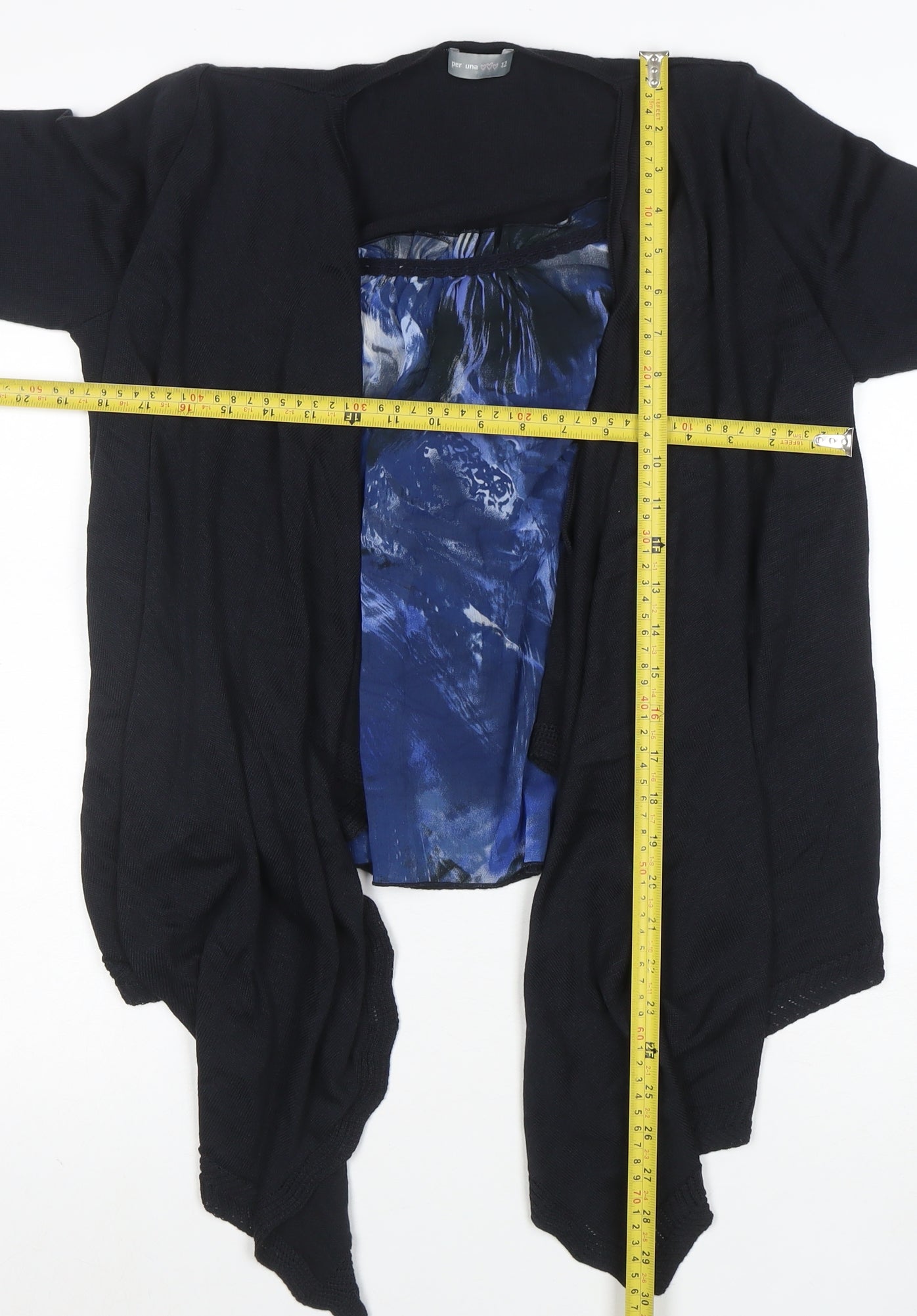 Per Una Women Black Size 12 Long Sleeve Wrap Tunic Top
