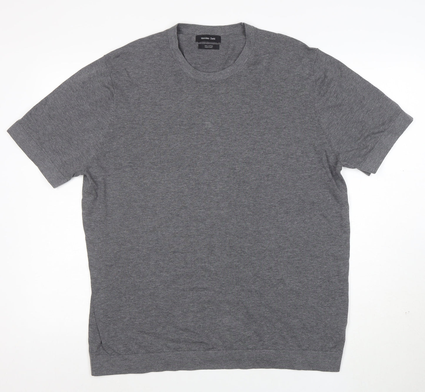 Massimo Dutti Men's Grey XL Cotton Crew Neck T-Shirt
