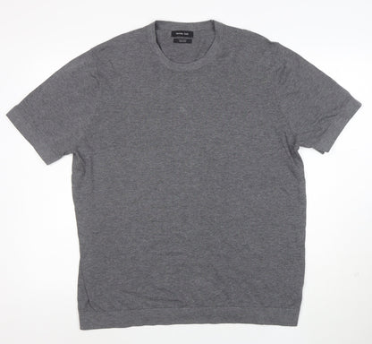 Massimo Dutti Men's Grey XL Cotton Crew Neck T-Shirt
