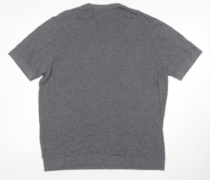 Massimo Dutti Men's Grey XL Cotton Crew Neck T-Shirt