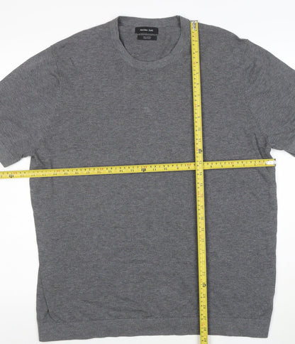 Massimo Dutti Men's Grey XL Cotton Crew Neck T-Shirt