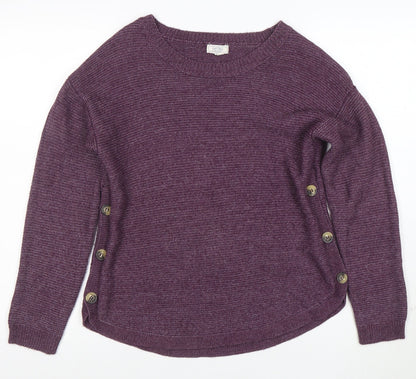Fat Face Womens Purple Button Side Crew Neck Jumper M