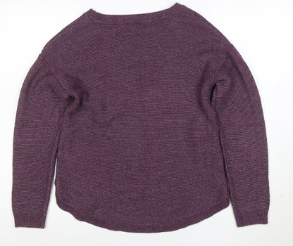 Fat Face Womens Purple Button Side Crew Neck Jumper M