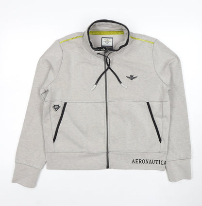 Aeronautica Militare Women’s Grey Full Zip Sweatshirt L Logo Design
