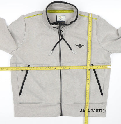 Aeronautica Militare Women’s Grey Full Zip Sweatshirt L Logo Design