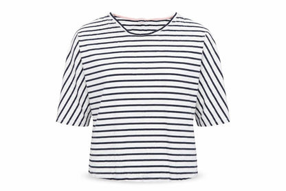 Boden Women’s Blue White Striped 3/4 Sleeve Cotton Modal T-Shirt UK 10