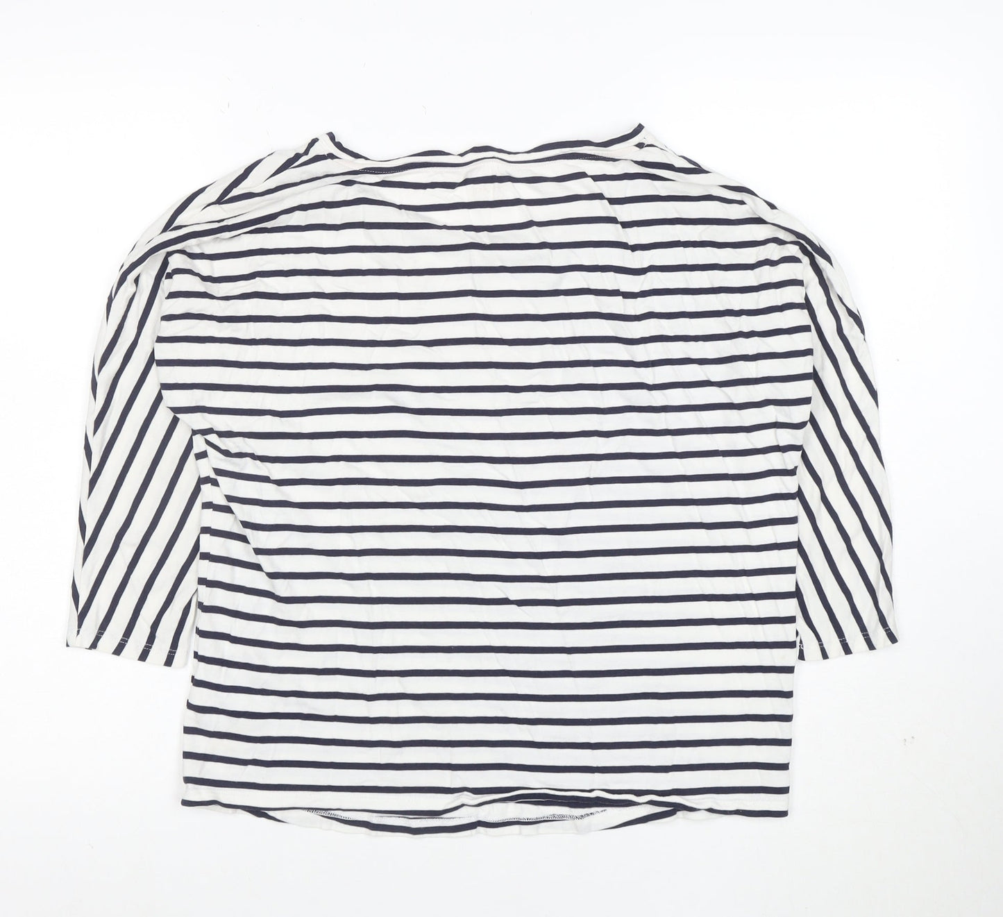 Boden Women’s Blue White Striped 3/4 Sleeve Cotton Modal T-Shirt UK 10